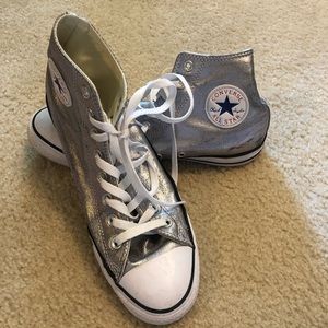 Silver Converse Hi-Tops